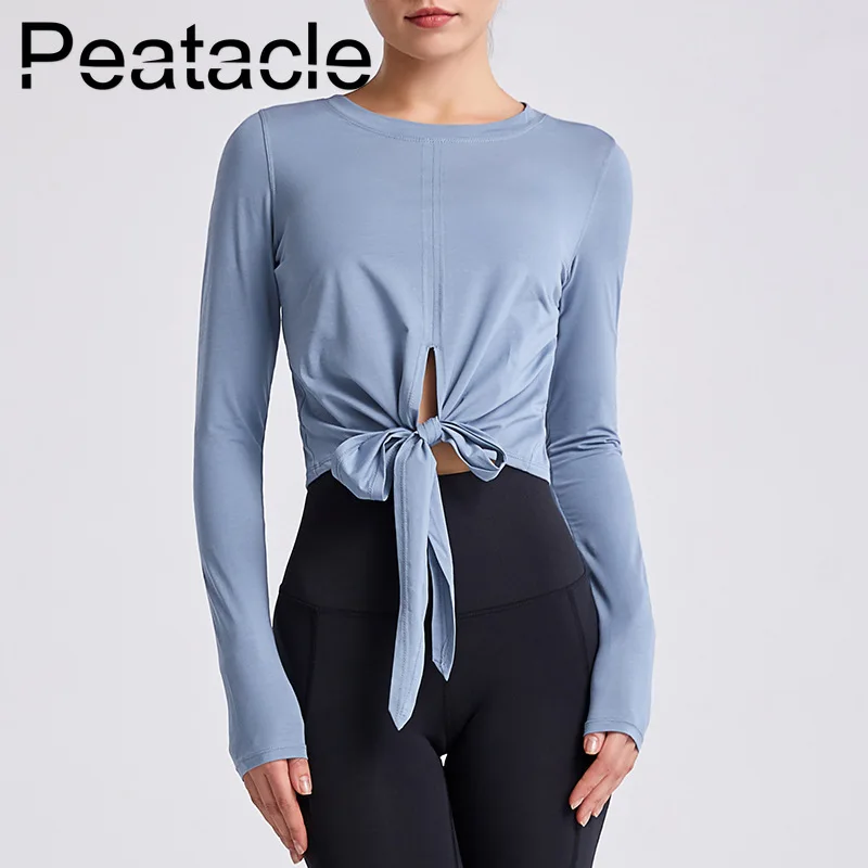 

Женская спортивная майка Peatacle, с длинным рукавом, для тренировок по бегу, быстросохнущая, дышащая, для фитнеса, йоги