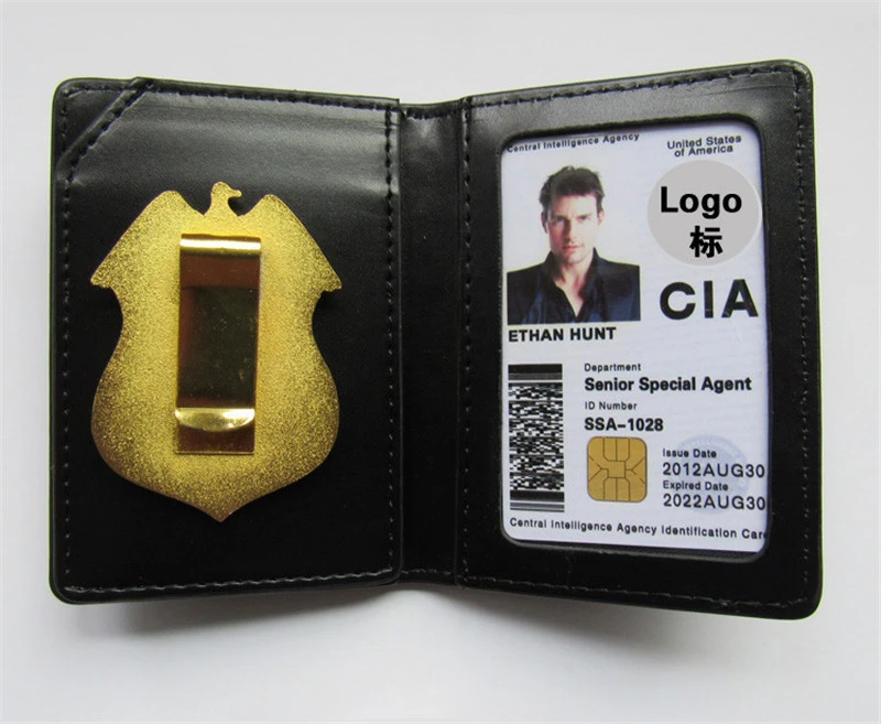 Case with Card Badge Соединенные Штаты ЦРУ специальный агент полицейский значки кожаный чехол ID карты вождения кошельки Держатель Cos коллекционный подарок - Окраска металла: Case with Card Badge