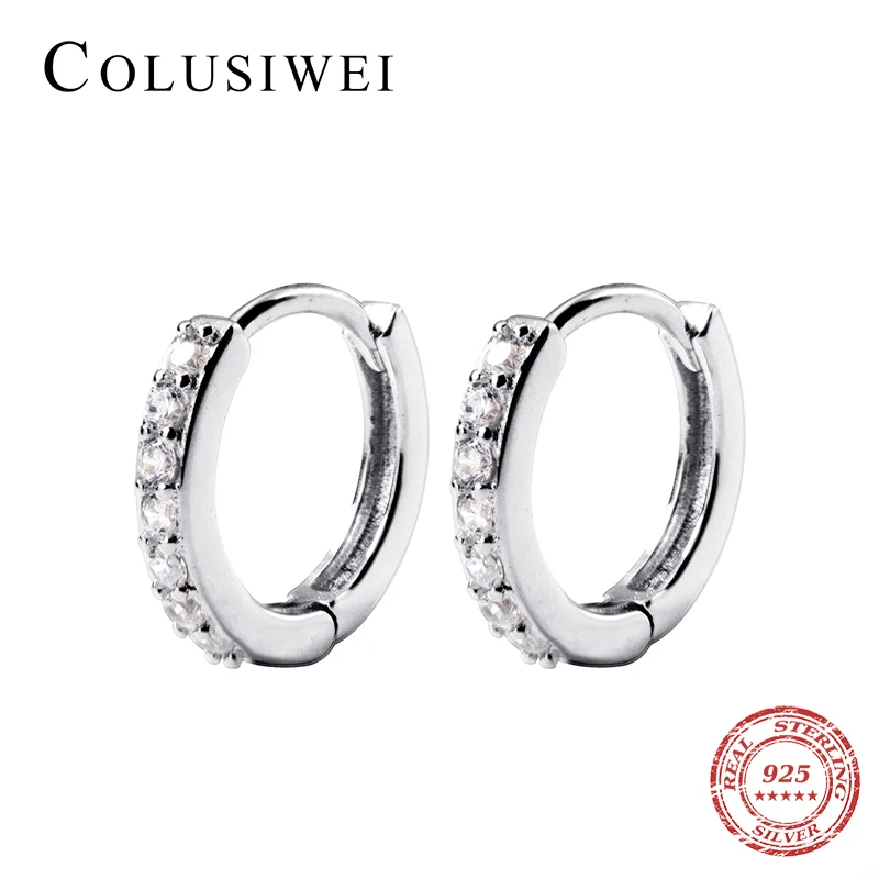 Colusiwei серебро 925-й пробы серьги-обручи для женщин белый черный кубический