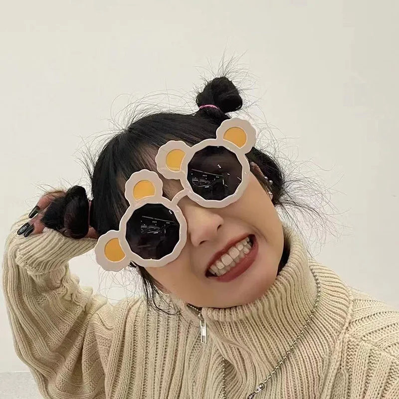 Милые детские солнцезащитные очки с медвежьими ушками Мультяшные модные круглые