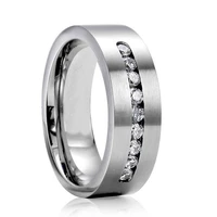8mm men titanium steel wedding ring with nine large channel sets of cubic zirconia cz stone for men wedding anniversary jewelry