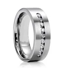 Мужское обручальное кольцо 8 мм из титановой стали с девятью большими каналами, наборы из кубического циркония, CZ камень для мужчин