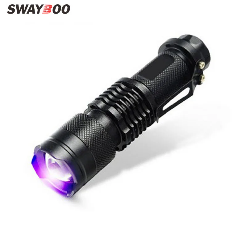 

Swayboo Mini straight tube can be used for counterfeit fluorescent test Violet 365nm strong UV purple zoom light flashlight