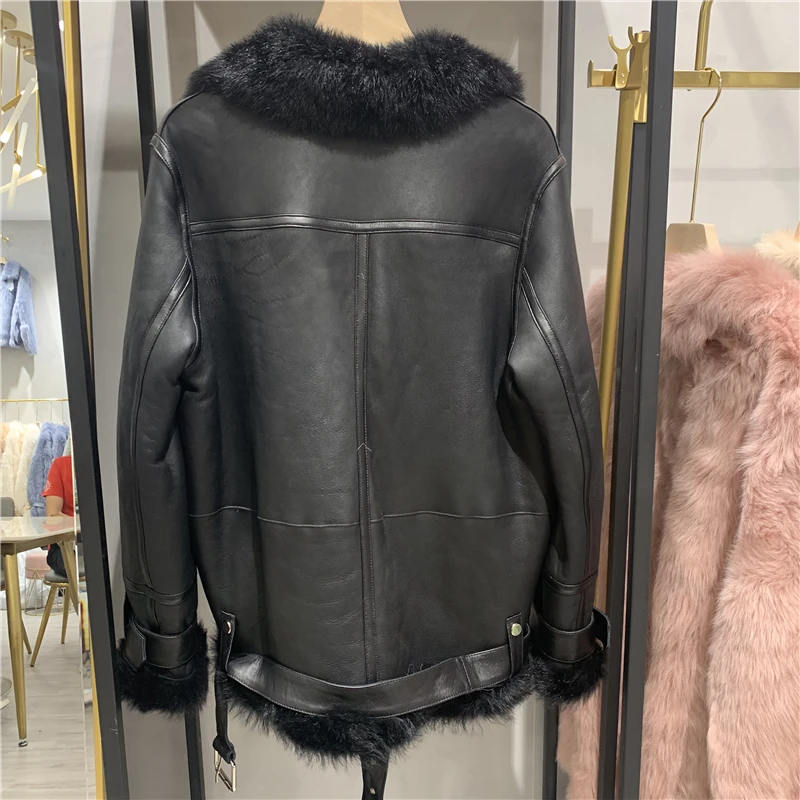 Натуральная Овечья шуба женская Новая мода ремень молнии настоящая Тоскана подкладка из натуральной овечьей шерсти кожаная куртка