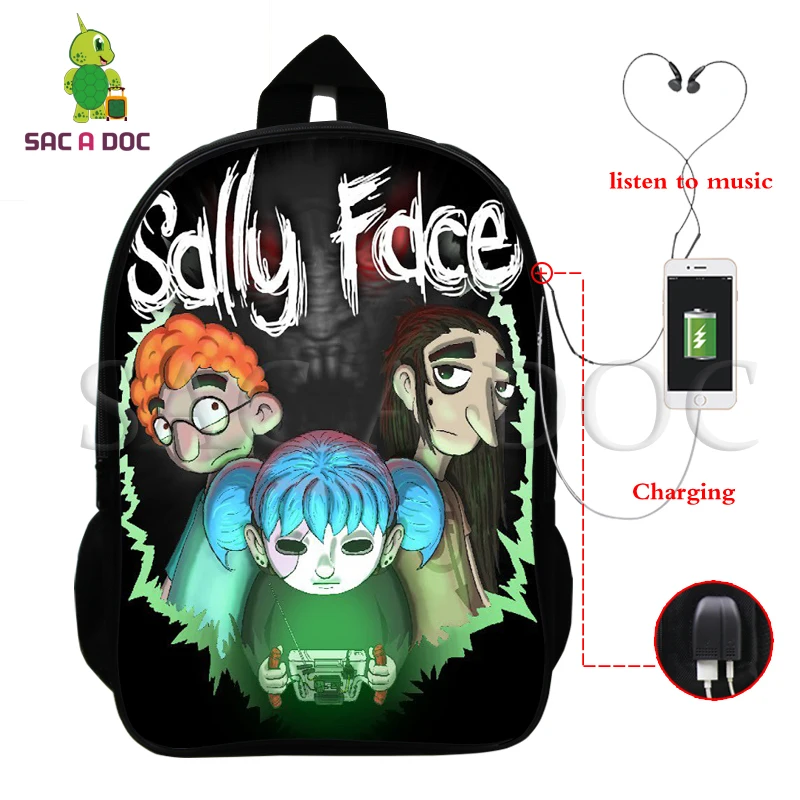 Sally Face, рюкзаки для детей, школьные сумки для подростков, рюкзак в стиле хип-хоп, сумка унисекс, дорожная сумка для книг, нейлон, 16 дюймов, mochila, можно настроить - Цвет: backpack 1
