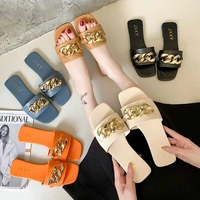summer 2021 the new womens slippers with square head and flat bottom and soft bottom plus size comfort 42 wear womens sandals