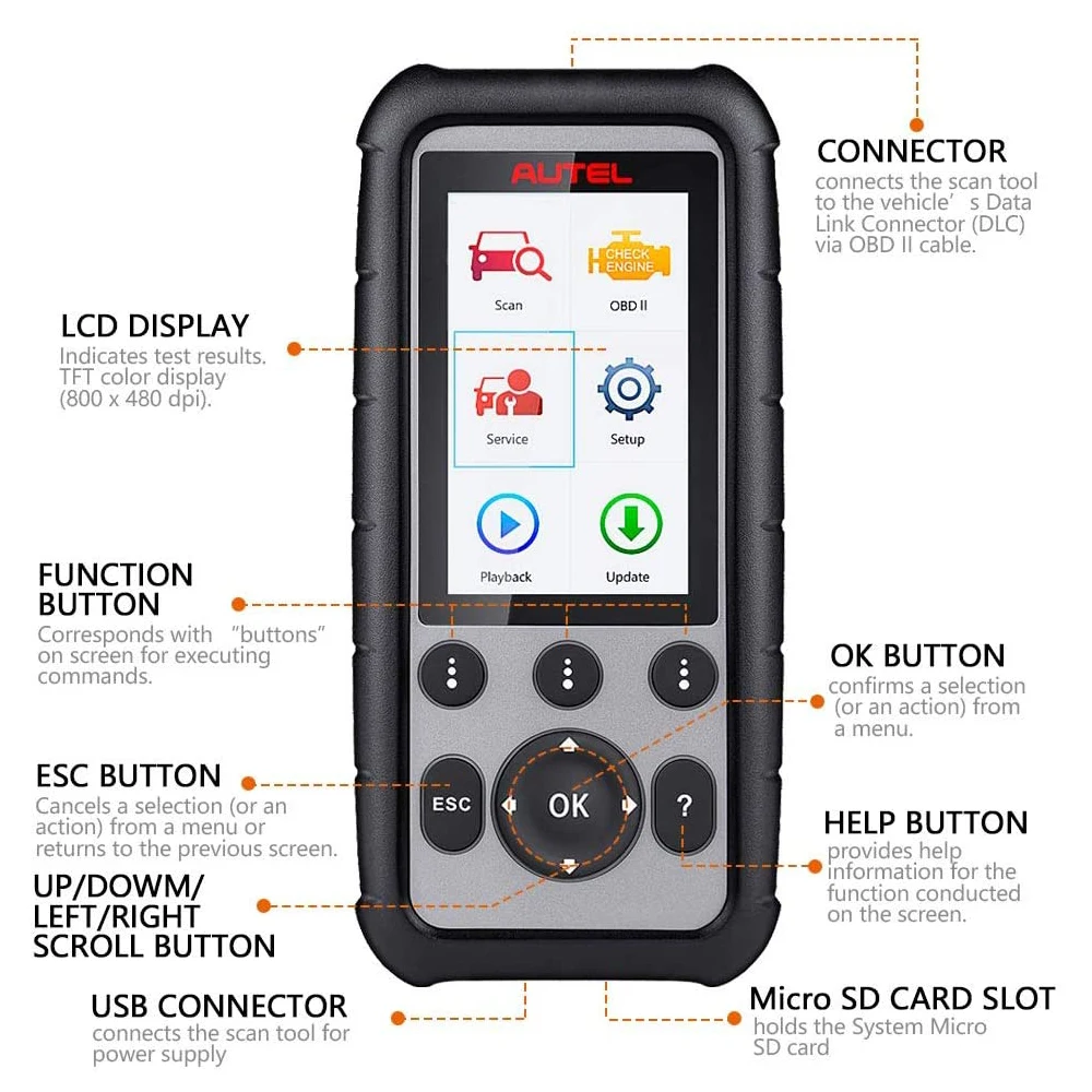 Сканер Autel MD806 Pro Full OBDII считыватель любых кодов системы 7 специальных функций