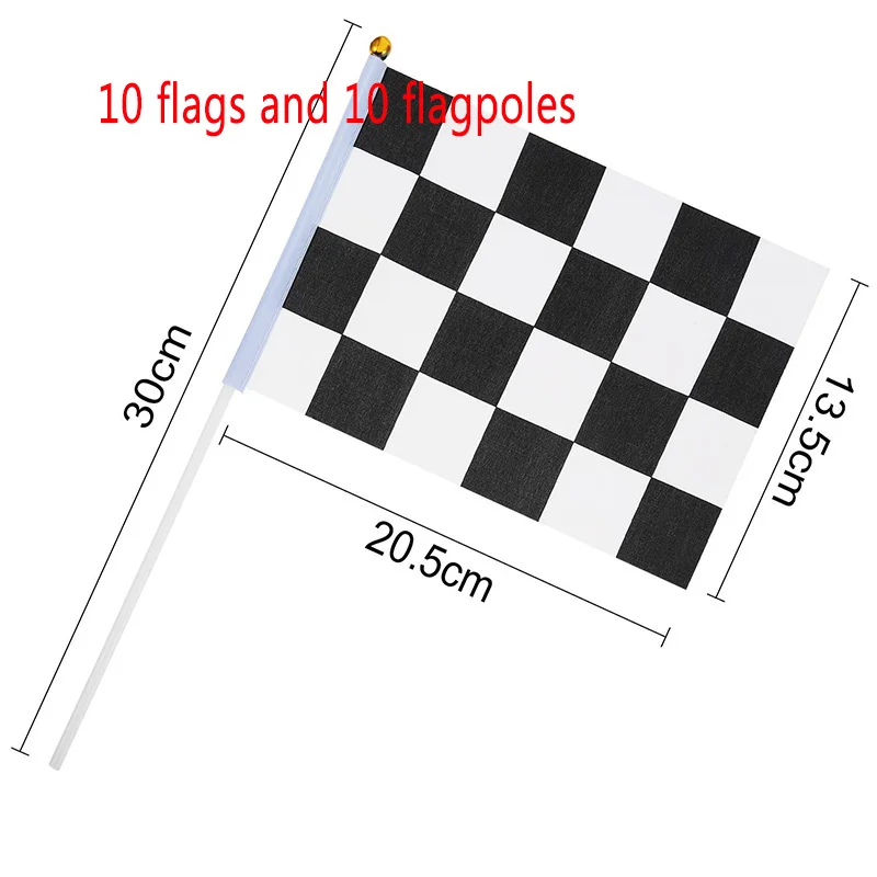 10pcs flags 1 шт. 10 м 38 шт. флаги клетчатый Вымпел Баннер черно-белые флаги гонки для домашней вечеринки на день рождения украшения - Цвет: 10pcs flags