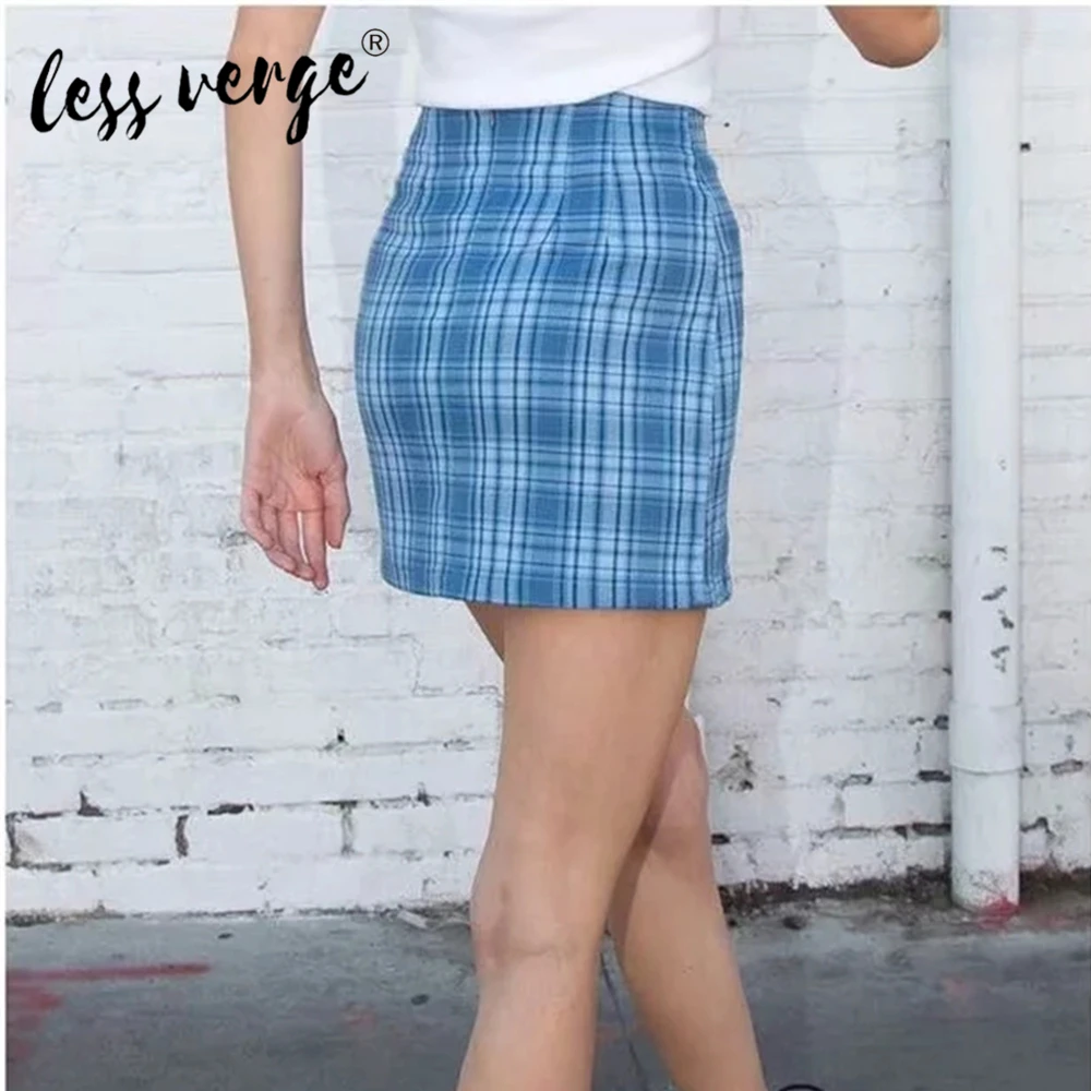 Новая модная женская юбка Lessverge с высокой талией в клетку повседневная уличном