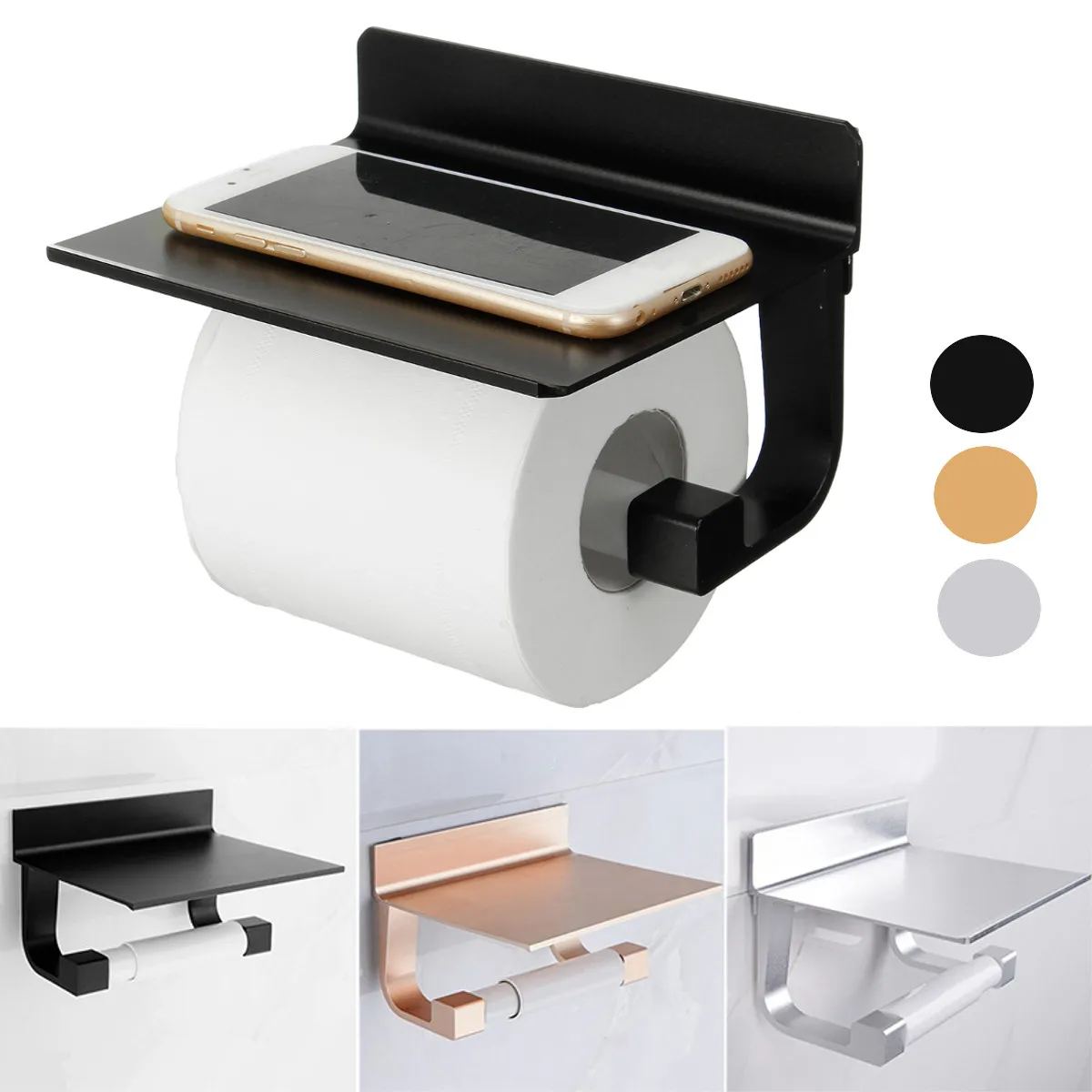 

Wall Mount Bathroom Toilet Towel Paper Holder Phone Holder WC Rolhouder Paper Holder With Shelf Towel Rack Tissue Boxes Rack