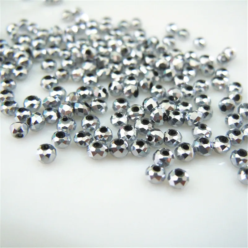 

Isywaka Shining Silver Color 1700pcs 2mm Rondelle Austria faceted Crystal Glass Beads Loose Spacer Round Bead for Jewelry Making