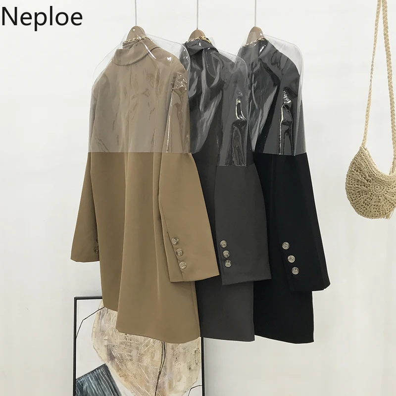Neploe отложной воротник двубортный офисный стиль пиджаки темперамент осень весна