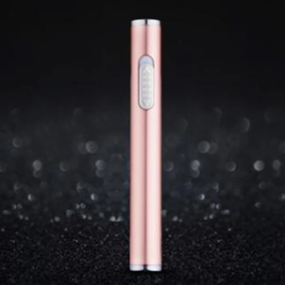 Золотой Мини тонкая USB зарядка Зажигалка металлическая перезаряжаемая Электронная зажигалка портативная Зажигалка для сигарет Encendedor сигара пожарный курильщик - Цвет: Золотой