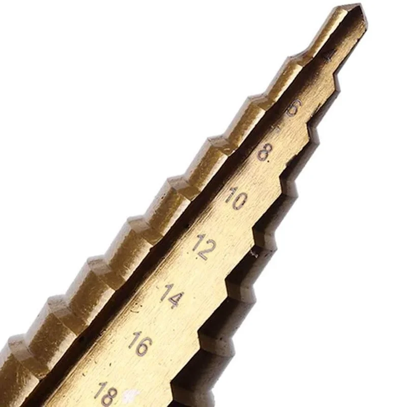 

6Pcs HSS Titanium Step Drill Bit Set Drilling Hole Saw Tool 4-12/20/32mm Step Drills + 3/6/8mm Saw Drills