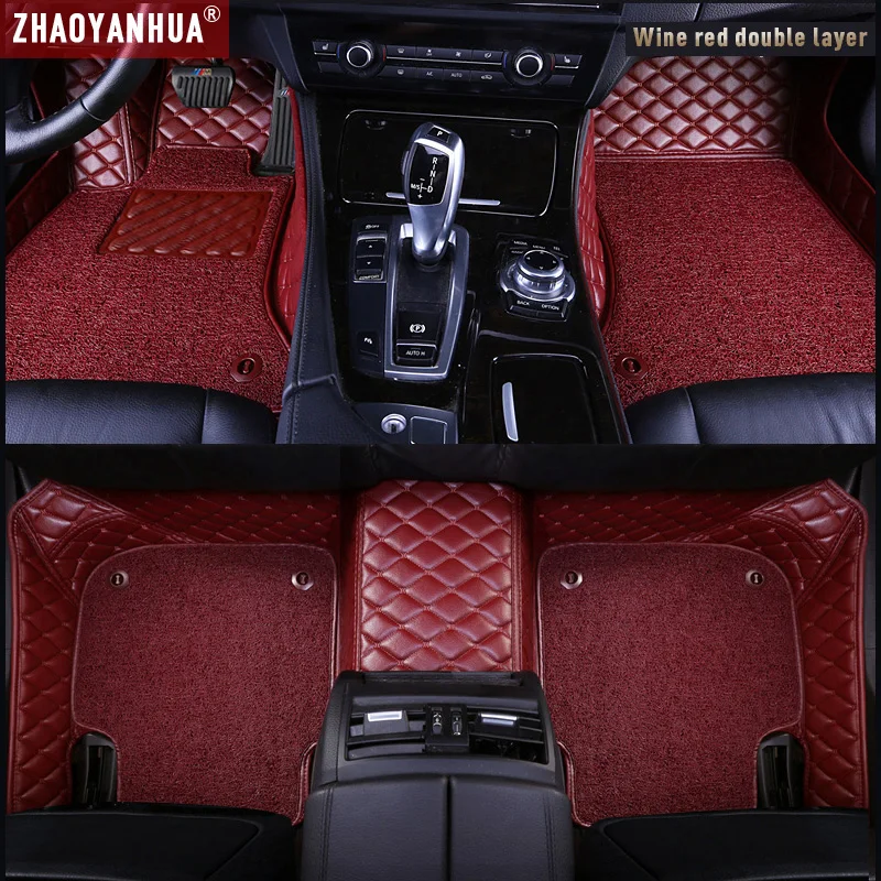 Luxury Wine Red Автомобильный коврик для peugeot 308SW 408 508 607 2008 3008 4008 RCZ Водонепроницаемый автомобильные аксессуары кожаный коврик ковер лайнер - Название цвета: Luxury Wine Red