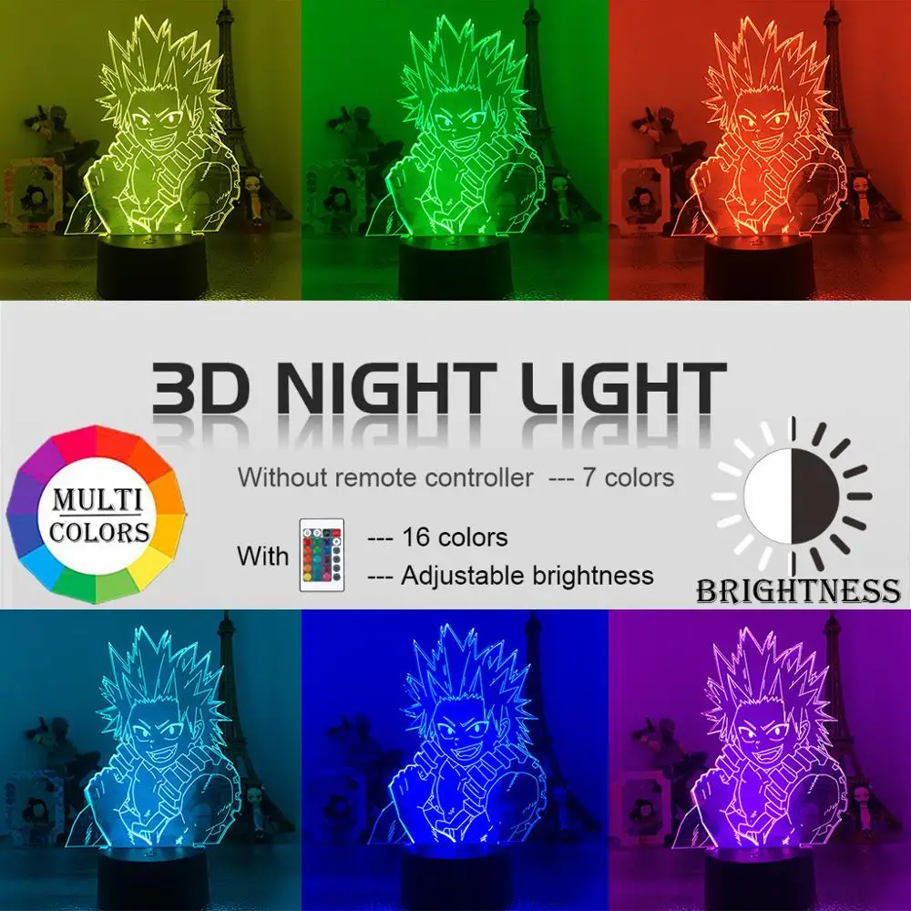 Светодиодная лампа Моя геройская Академия 3D ночники в стиле аниме Kirishima Eijiro