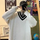 Мужской свитер с v-образным вырезом Privathinker, свободный осенний вязаный пуловер в консервативном стиле, повседневный модный вязаный свитер