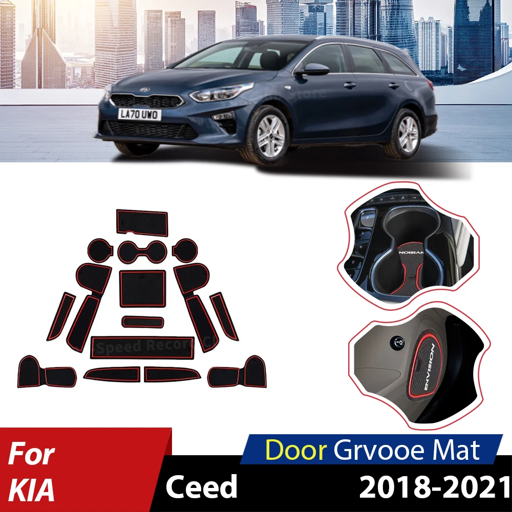 

Car Anti-Slip Gate Slot Pads Door Groove Mats For Kia Ceed 2020 2019 2018 XCeed Auto Interior Front And Rear Door Dust Pad Red