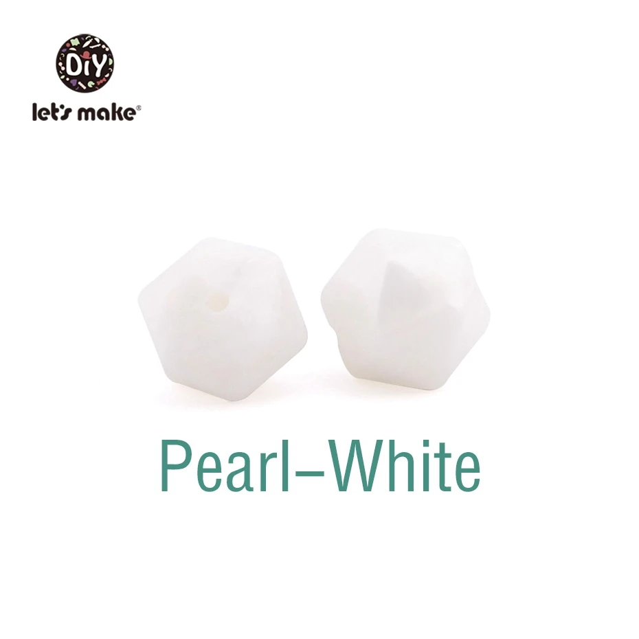 Pearl White Let's Make 10 шт. 14 мм Силиконовые Бусины шестиугольник Bpa Бесплатно Силиконовый Прорезыватель Diy Прорезыватель для зубов Детские Жевательные Аксессуары Детские Прорезыватели - Цвет: Pearl White
