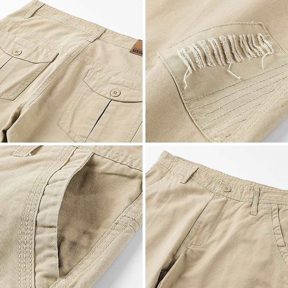 

New Fashion Casual Short Men 2021 New Summer Military Do The Old Style Cotton Loose Fit Zipper Pockets Knee Length Shorts Men