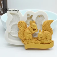 cute squirrel silicone mold kitchen resin baking tools diy cake pastry fondant moulds chocolate lace decorating tools m2067