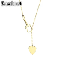 creative musical instrument guitar pick shape stainless steel pendant chain simple style female accessory necklace