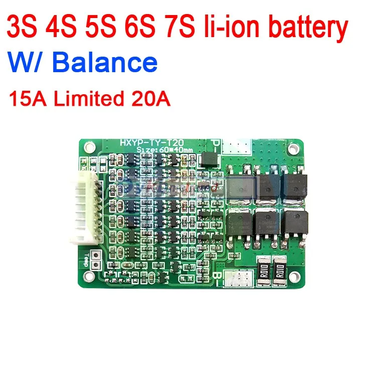 3S Φ 6S 7S 15A W/ Balance защитная плата литий ионной батареи 18650 BMS PCM 3 7 в 12 В 16 8 21 25 2 29 4