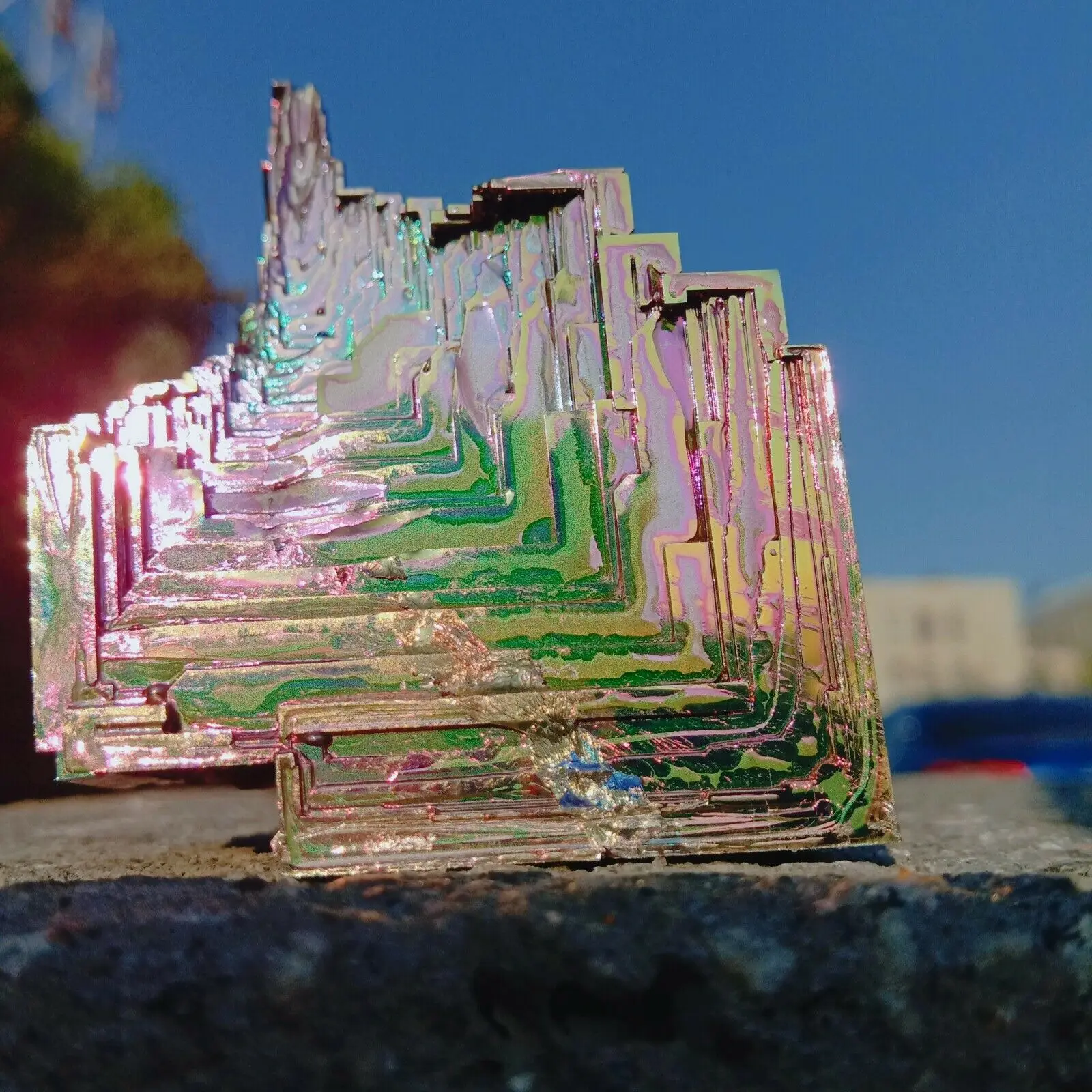 

38g Bismuth pyramid crystals have natural rainbow colors and rare metallic colors