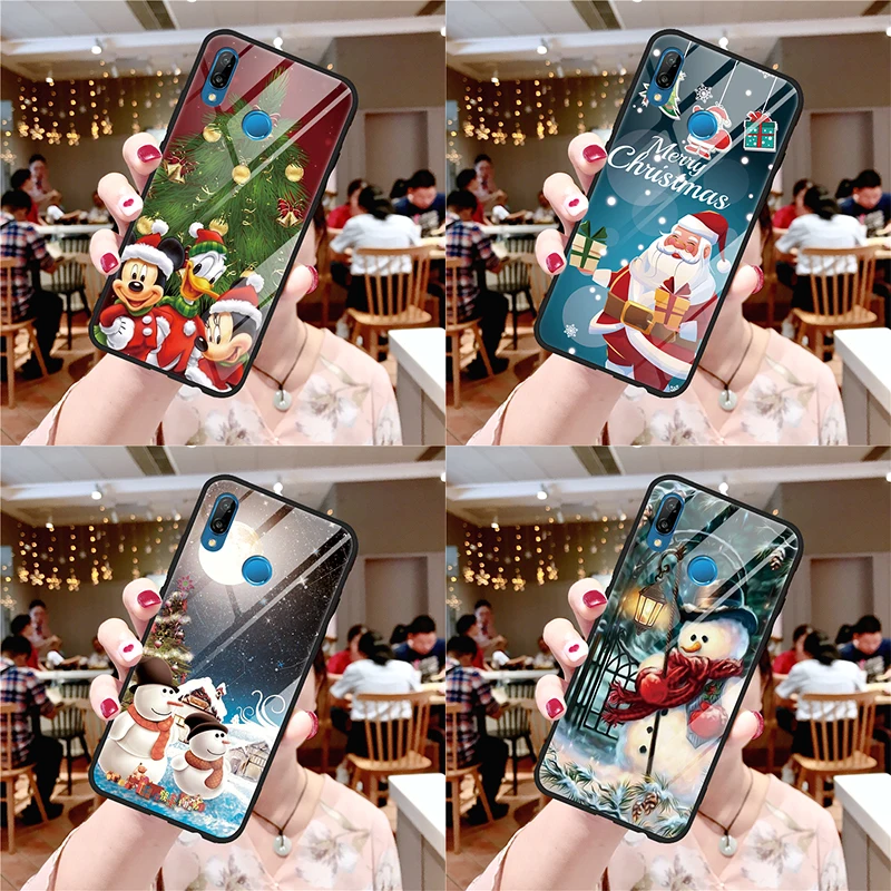 Счастливого Рождества закаленное Стекло для huawei Honor 9X 8X 7A 20 Pro Play 9 Примечание вид V 20 10 Lite Y6 Y9 Nova 3 3i 4 5 Чехол