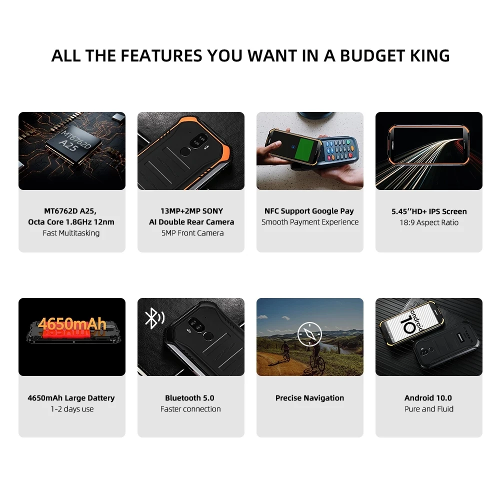 DOOGEE S40 Pro Android 10 Rugged Smartphone IP68/IP69K 4GB 64GB Octa Core 13MP Mobile Phone Octa-core NFC 4G LTE Cellphone