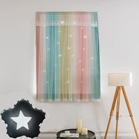 small blackout curtains for girls bedroom kids blue pink gradient cute star cutout window treatments room darkening drapes