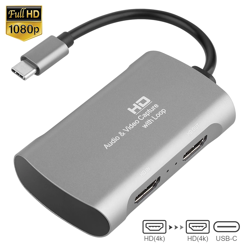 

Audio Video Capture Card with Loop 4K 1080P Type C HDMI Game Capture Box Recorder Device Video Reliable Streaming Adapter For PC