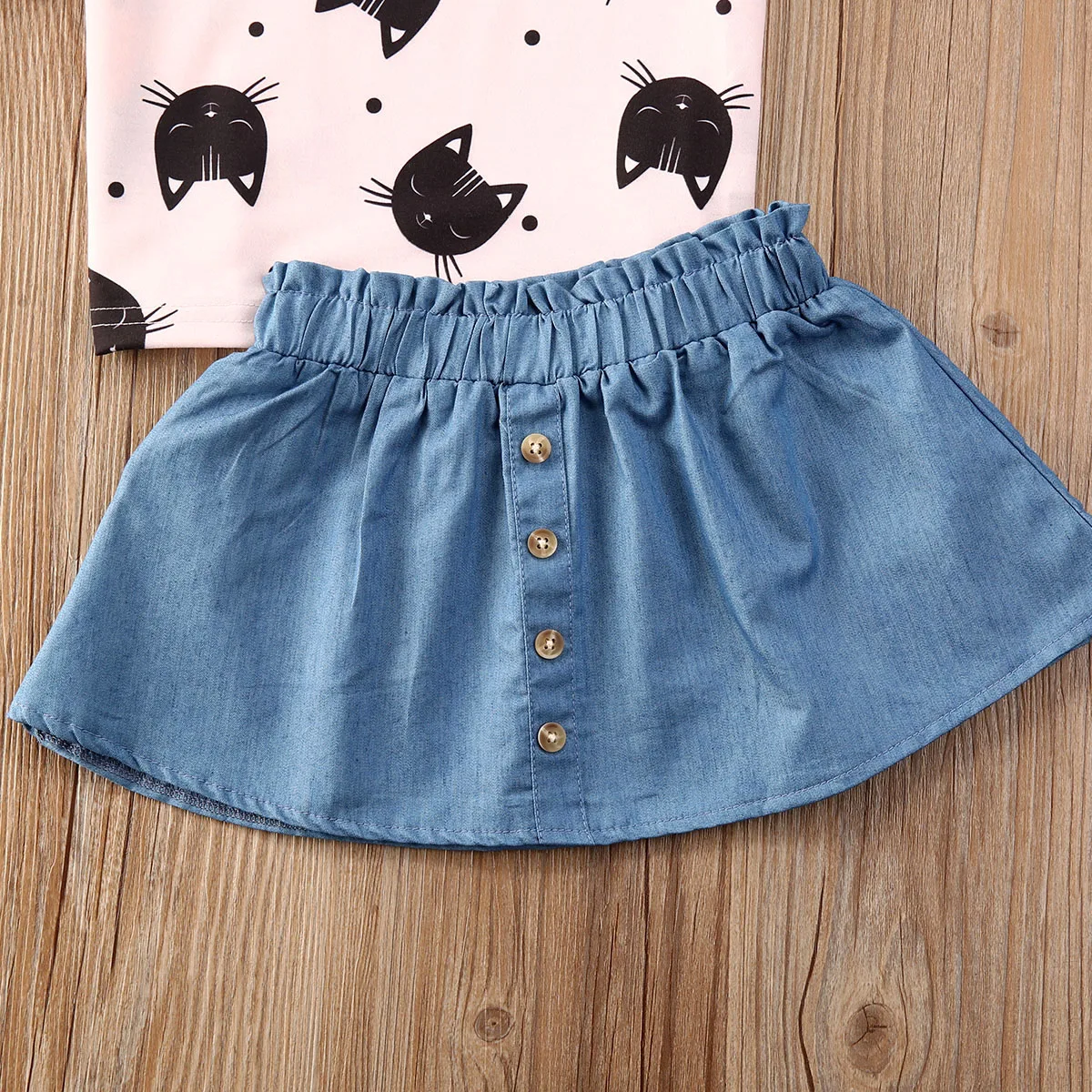 2020 Детская летняя одежда милая Женская топ с коротким рукавом и принтом