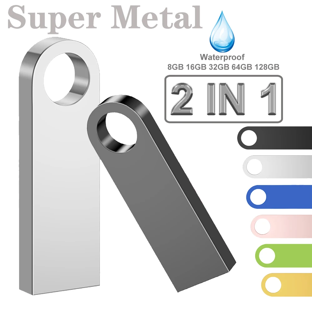 

Metal 2 IN 1 OTG Pendrive 64GB 32GB Black TYPE-C Pen Drive 16GB Cle Usb Flash Drives 8GB Memoria Usb 2.0 Stick Gift Custom LOGO