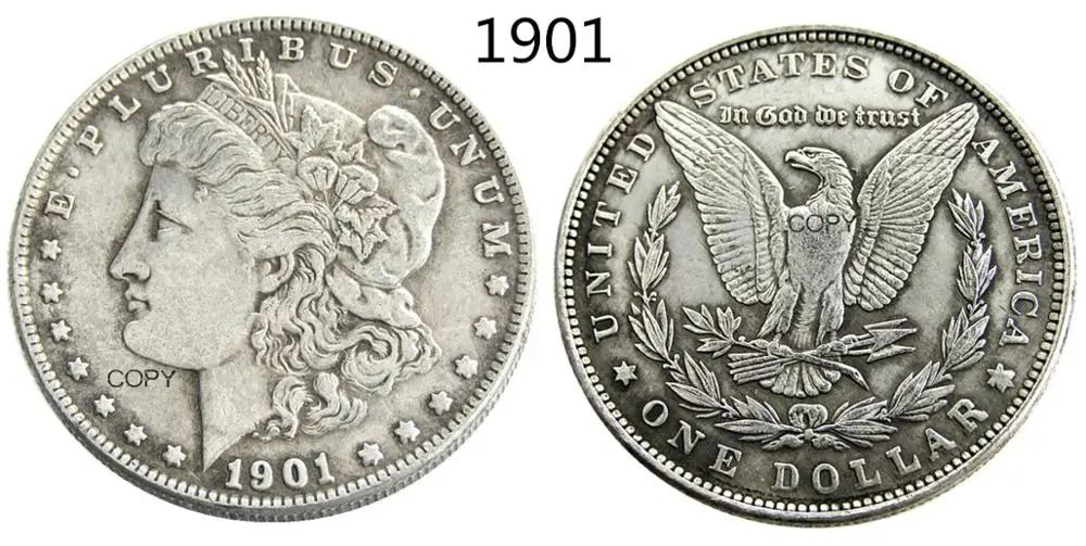 США 1901 Морган искусственная монета Посеребренная | Дом и сад