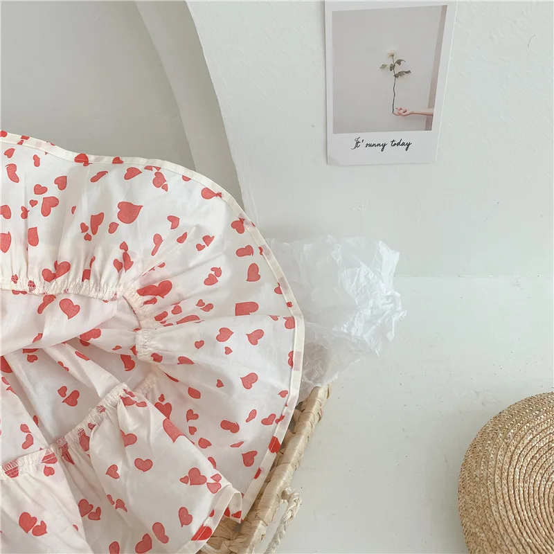 

MILANCEL 2021 Summer New Girls Suit Short Sleeve Turn Down Collar T-shirt And Love Skirt 2 Pcs Set