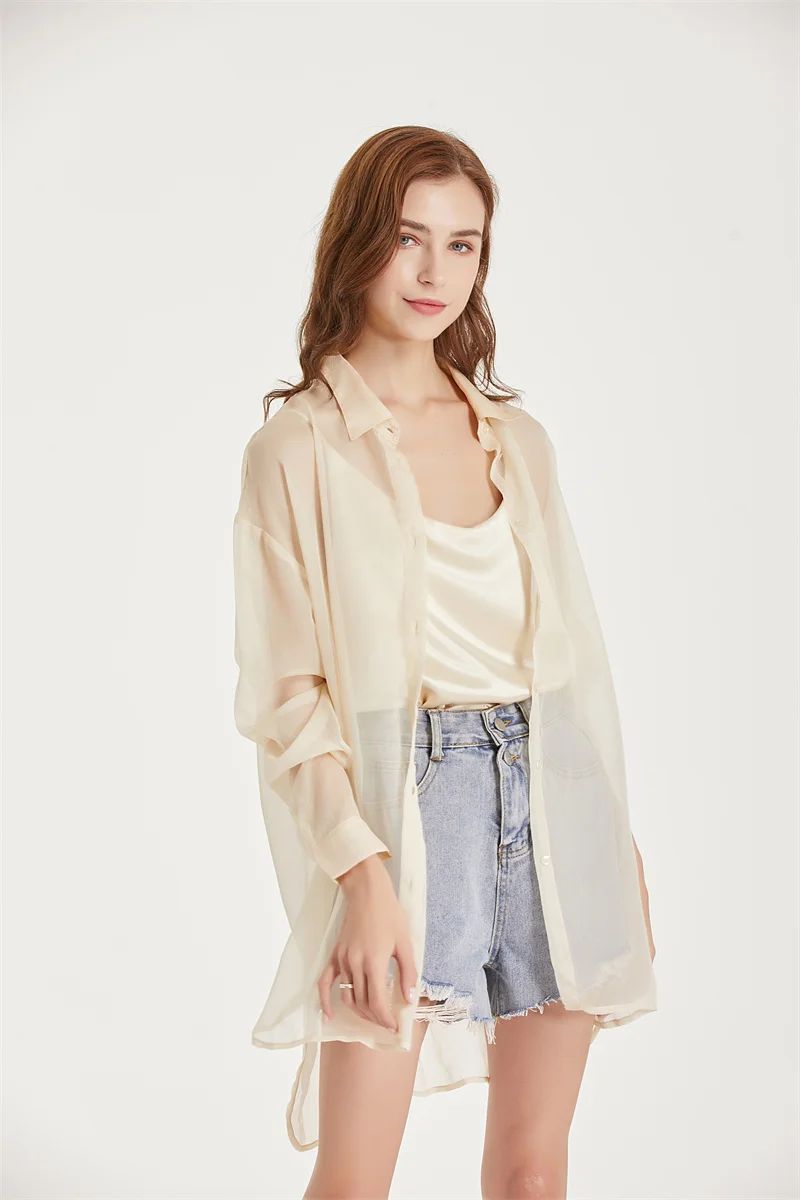 Женская шифоновая блузка Повседневная большого размера с длинным рукавом