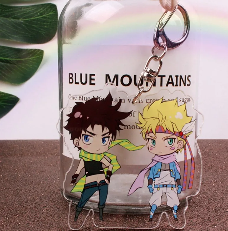 as pictured Anime JoJos Bizarre Adventure Golden Wind Kujo Jotaro Acrylic Figure keychain Keyring Decoration Collection Model Toy Cosplay - Color: as pictured