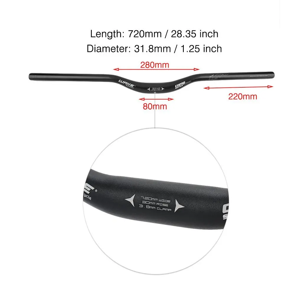 

Wake Aluminium alloy Cycling Riser Handlebar MTB Mountain Road Bike Bicycle Handlebar 31.8x720mm free shipping