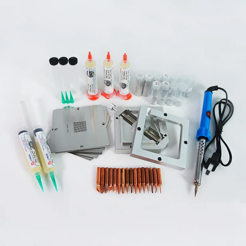 

Трафареты BGA 90 мм, 29 шт., реболлинг BGA, зеркальные Серебристые 25K Паяльные шарики + Электрический паяльник 40 Вт, паяльник