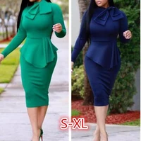 2pcsset 2022 women fashion dress o neck long sleeve mini length sexy elegant ruffle pencil office ladies dresses