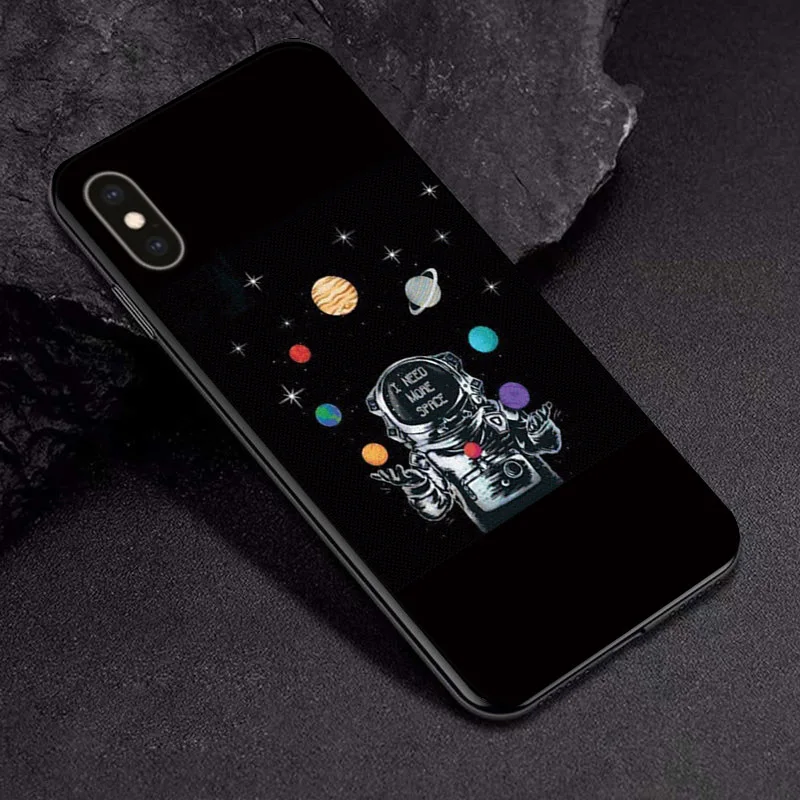 TPUBLK559 Черный чехол из ТПУ для Apple iPhone X XR XSMax 11 чехол Модный мультяшный астронавт для Apple iPhone 6 6S 7 8 Plus чехол для телефона бампер - Цвет: TPUBLK559
