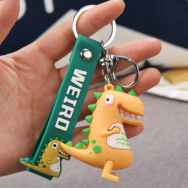 Модные брелоки из ПВХ с подвеской в виде мультяшного динозавра сумке держатель