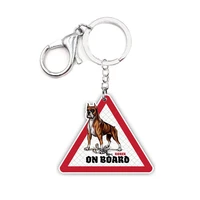 acrylic keyring dog on board decals pet decal dogs warning sign funny animal charms not 3d keychain gift for women car key ring