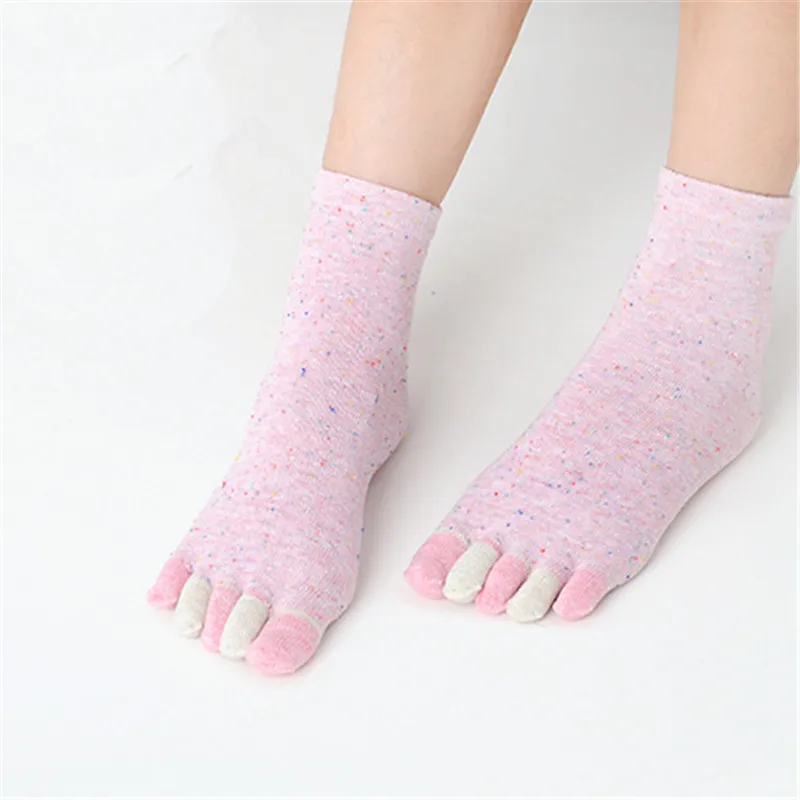 

Hot sale! women's 5 toe socks 5 pairs/lot lady womens girls five fingers trainer toe cotton socks colorful pilates massage sock