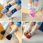 Милые детские носки Pudcoco с пятью пальцами, хлопковые модные нескользящие носки с животными для пилатеса, детская одежда с принтом