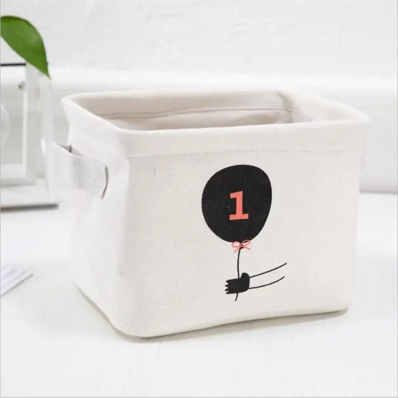Balloon VIERUODIS Creative Desktop Debris Storage Basket Canvas Wardrobe Toy Underwear Storage Basket Bathroom Cosmetics Finishing Baske - Color: Balloon