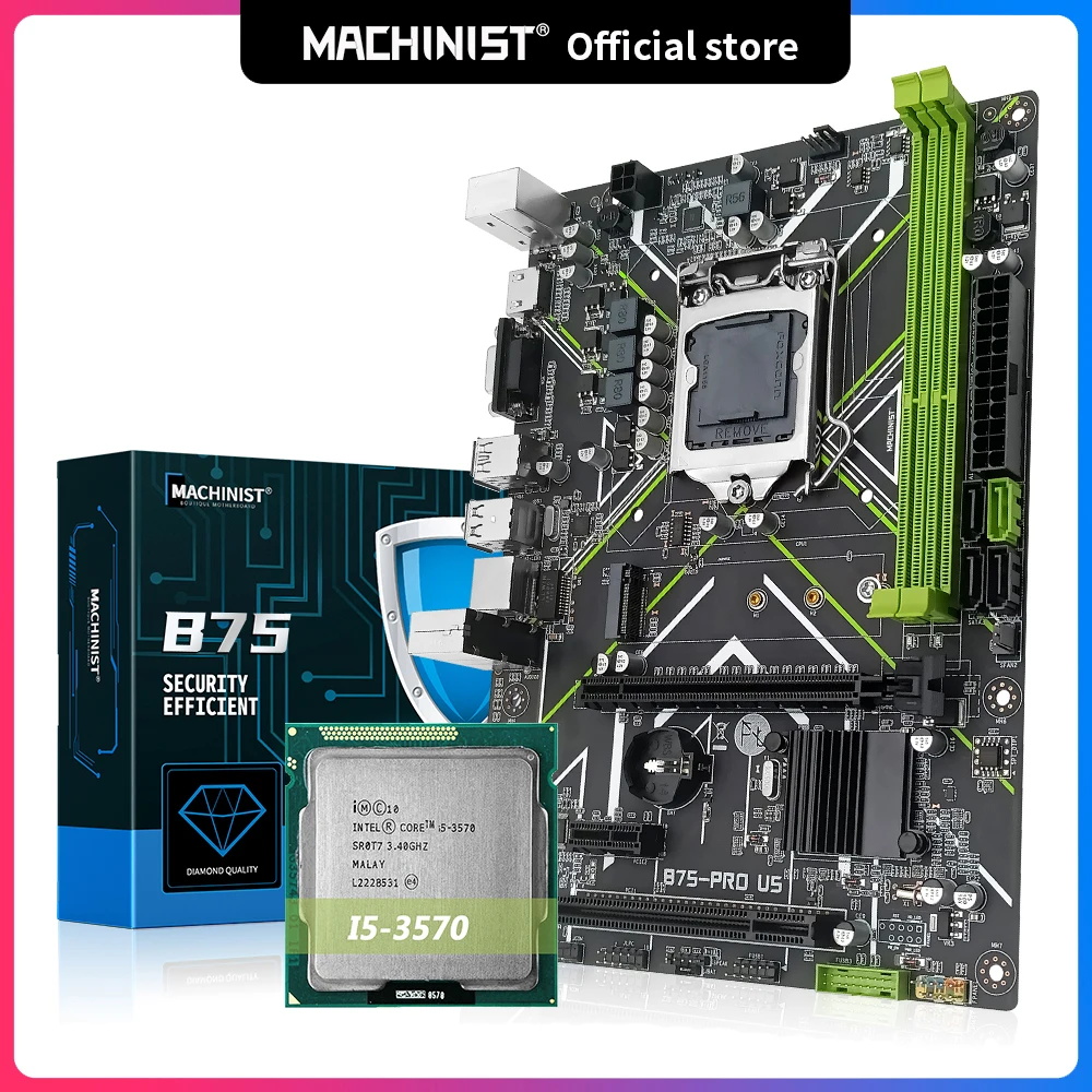 

Machinist B75 Motherboard Kit Set With Intel Core I5-3570 CPU LGA 1155 Processor Support DDR3 Desktop Memory VGA HDMI B75-PRO U5