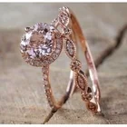 Роскошное Женское Обручальное кольцо с розовым кристаллом циркония, тонкое Золотое свадебное кольцо, женское безупречное обручальное кольцо с цветочным цирконием для невесты