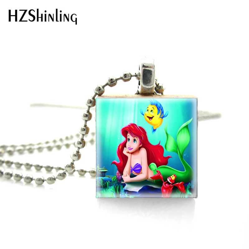 2021 модная Милая Ариэль маленькая Русалочка Принцесса квадратная подвеска